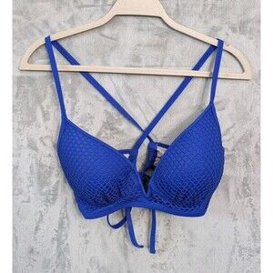 Shade & Shore Bikini Top 38B Woman's Royal Blue Underwire Beach swimwear